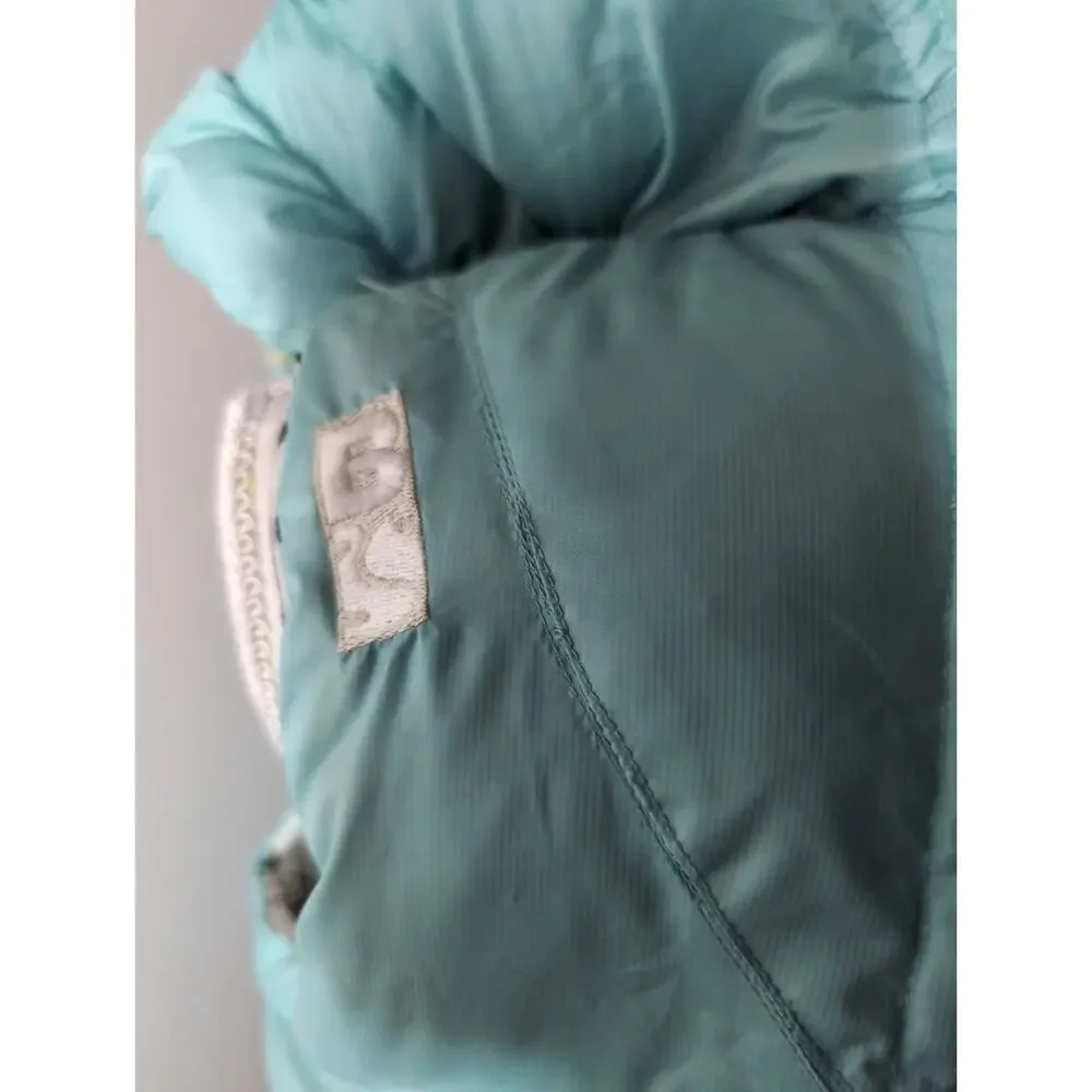 Snowboarding winter Y2k puffy aqua blue med hooded puffer vest